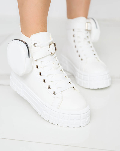 Pantofi sport de damă din piele ecologică de culoare albă Kolibs- Footwear