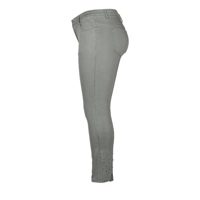 Szare jeansy z wysokim stanem PLUS SIZE - Spodnie