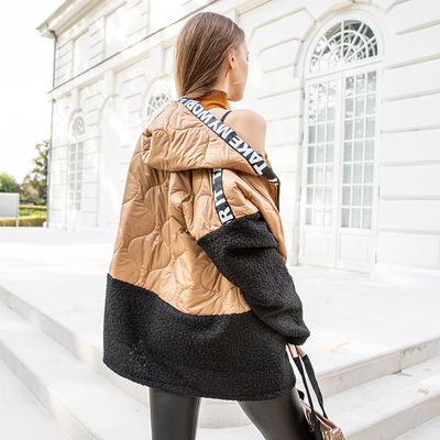 Geacă din piele de oaie matlasată maro - Îmbrăcăminte