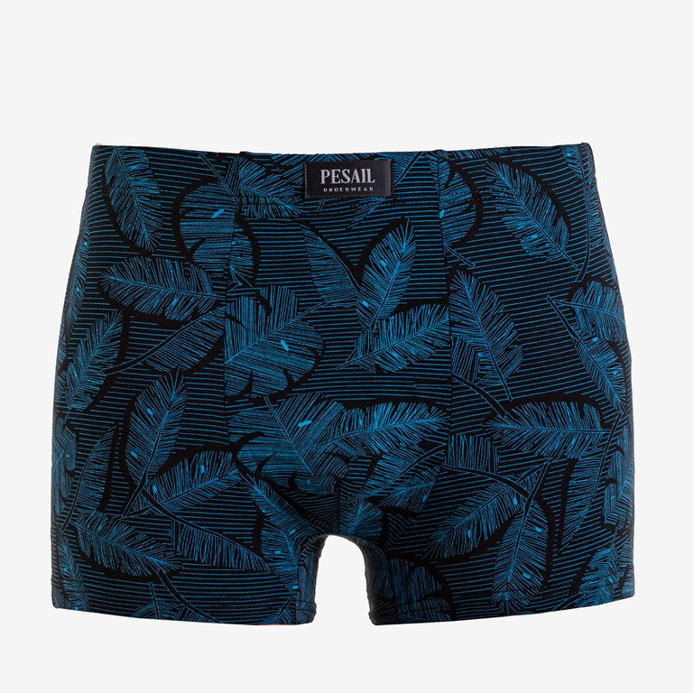 Pantaloni scurți de bărbați negri cu modele turcoaz - Lenjerie intimă