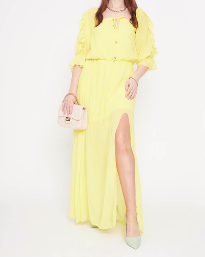 Rochie maxi spaniolă galbenă pentru femei - Îmbrăcăminte