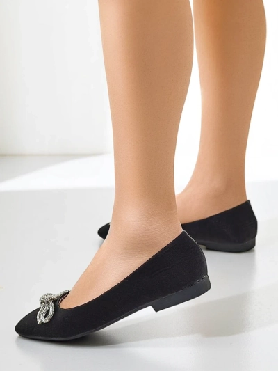 Royalfashion Ballerine pentru femei cu fundiță și strălucire Ofenal