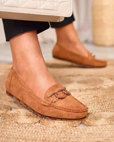 Mocasini de damă de culoare camel cu lanț Lertika - Încălțăminte