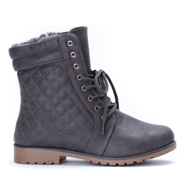 Szare workery z pikowanym wykończeniem Marlenne- Obuwie