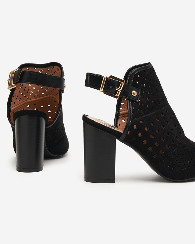 Sandale de damă ajurate negre pe stâlp Kholi - Încălțăminte