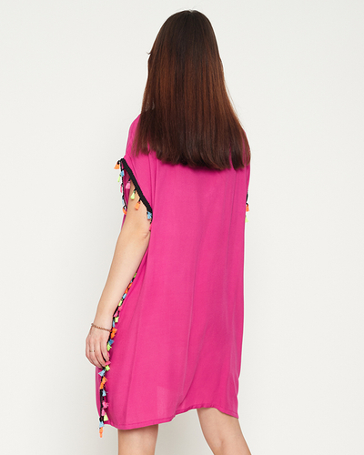 Tunica de plaja de vara de dama roz cu franjuri - Imbracaminte