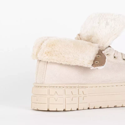 OUTLET Cizme de dama bej cu siret pe platforma Tessi - Incaltaminte