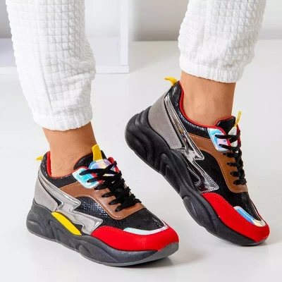 OUTLET Încălțăminte sport dama neagră cu inserții colorate Masze - Încălțăminte