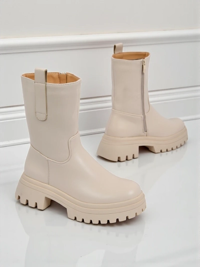 Wyższe botki damskie ze skóry ekologicznej Scarlet Mist