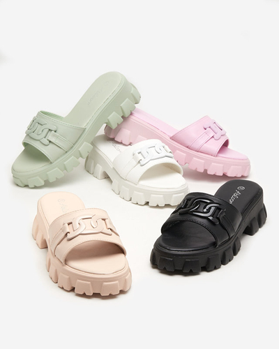 OUTLET Papuci de dama violet pe talpa mai groasa Inza-Shoes