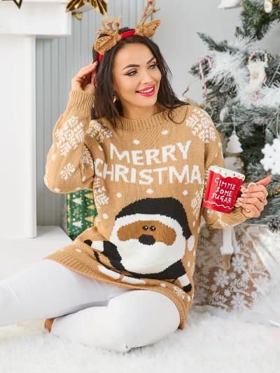 Royalfashion Pulover de Crăciun pentru femei cu Moș Crăciun