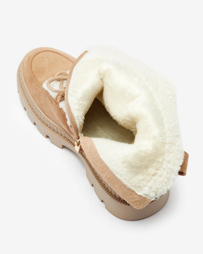 Royalfashion Cizme de trapper pentru femei bej cu piele de oaie Getatsa