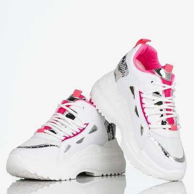 Adidași albi pentru femei cu talpă groasă Gisela - Încălțăminte