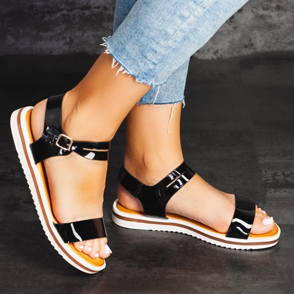 Sandale negre pe talpă groasă de la Potenza - Încălțăminte