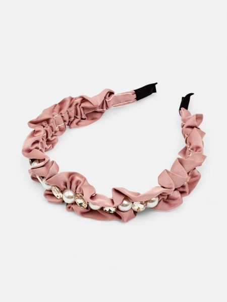 Royalfashion Opaska do włosów z marszczeniem i perełkami