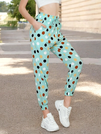 Royalfashion Pantaloni de damă din țesătură cu buline