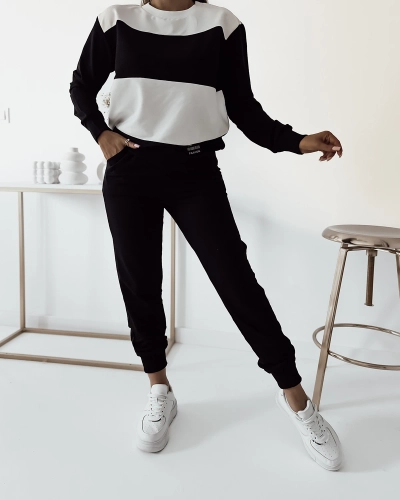 Royalfashion Set de hanorac negru cu dungi pentru femei