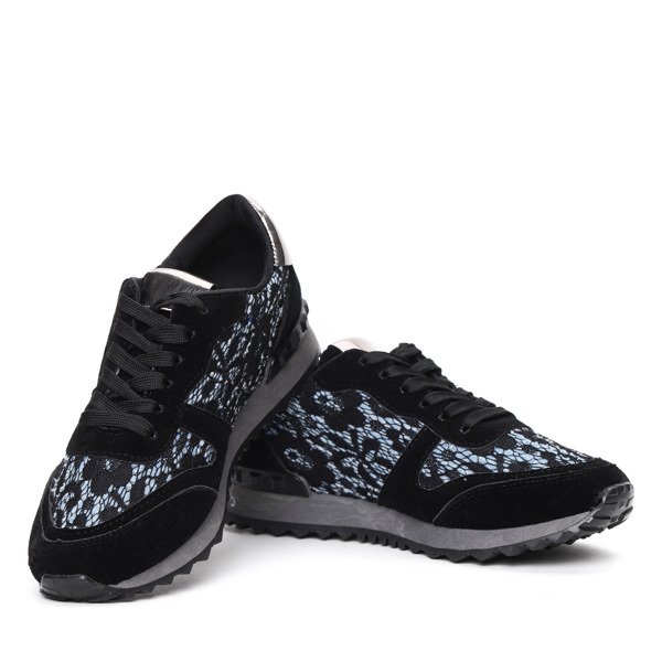 Czarne, sportowe buty z koronką Doris- Obuwie