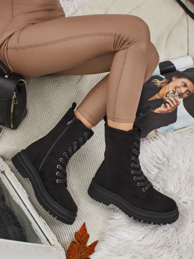 Botine damă eco piele întoarsă tip workeri Molistea