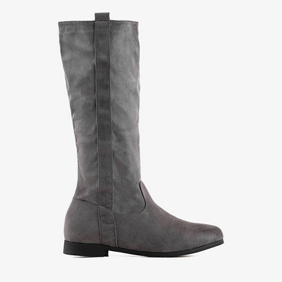 Cizme de toc plat pentru femei gri Melano - Încălțăminte