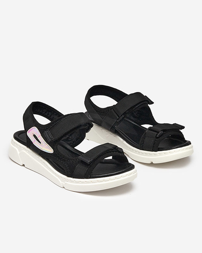 OUTLET Sandale de damă din țesătură neagră cu inserție holografică Lofal-Footwear