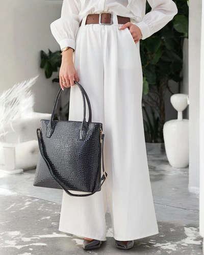 Royalfashion Geantă pentru femei din piele sintetică lucioasă cu embosare