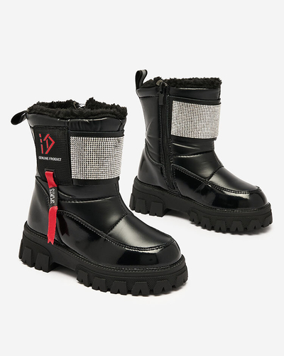 Royalfashion Pantofi negri pentru copii a'la cizme de zăpadă Fesifa