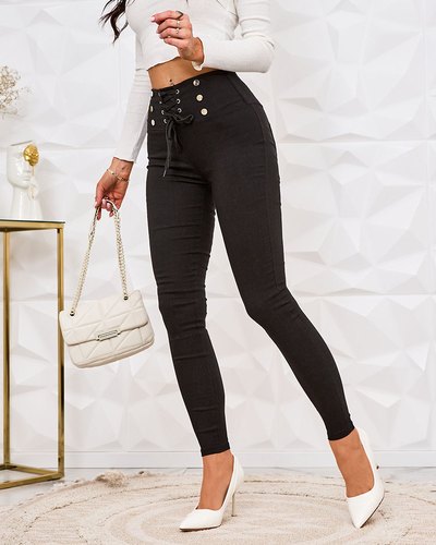 Royalfashion Pantaloni teggings de damă cu legătură decorativă