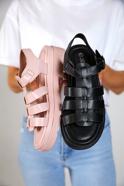 OUTLET Sandale negre dama pe talpa mai groasa Gacino - Incaltaminte