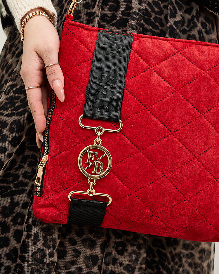 Royalfashion Geantă de damă roșie matlasată din piele ecologică