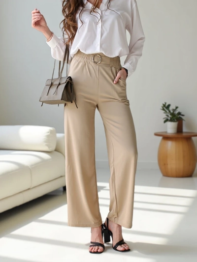 Pantaloni largi pentru femei Royalfashion cu o cataramă decorativă