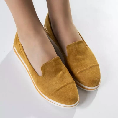 OUTLET Mocasini galbeni dama pe pană joasă Dardariel - Pantofi