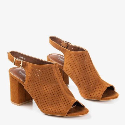 OUTLET Sandale ajurate maro pe un stâlp mai înalt Solana - Încălțăminte