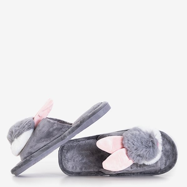 Papuci de iepuraș pentru femei gri Vixis - Încălțăminte