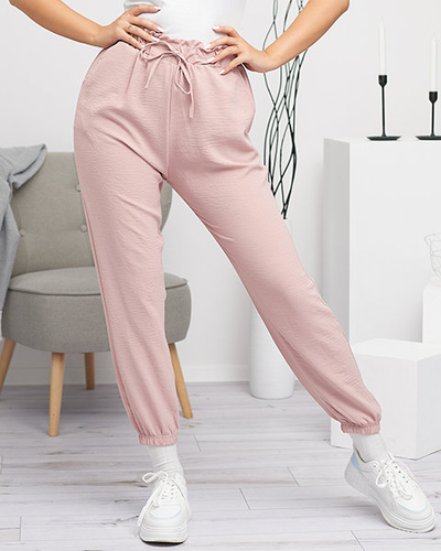 Pantaloni de damă din țesătură roz MARIM PLUS - Îmbrăcăminte