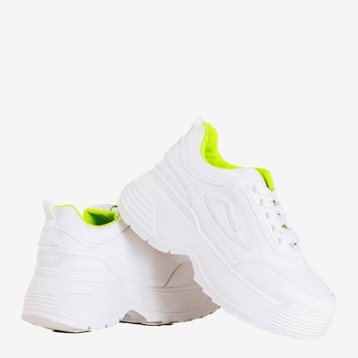 Adidași de damă albi și galbeni cu talpă groasă Free And Young - Încălțăminte