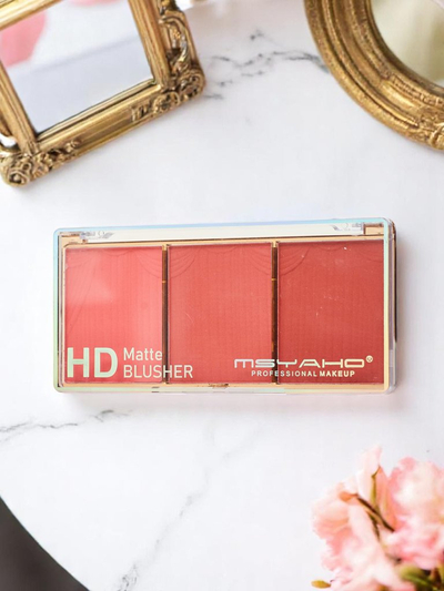 Paletă de 3 nuanțe de blush mat pentru obraji, culoare Cool Rose