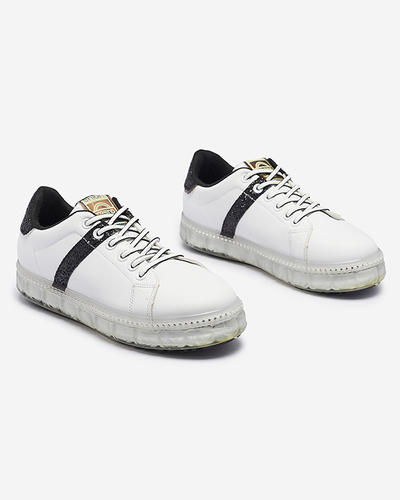 Pantofi sport de damă de culoare albă cu inserții negre Asxa- Footwear