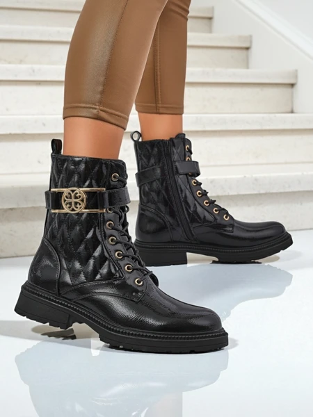 Rumowe pikowane botki damskie Opal Verge