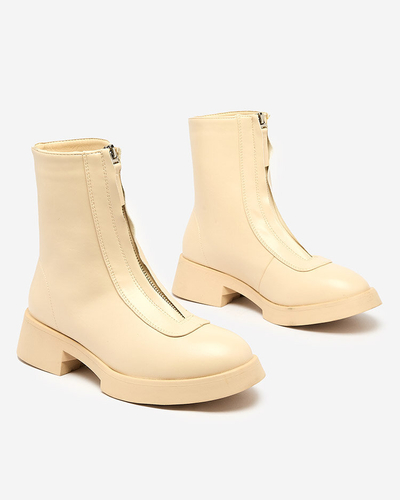 Royalfashion Cizme cu toc plat Etiuse bej pentru femei