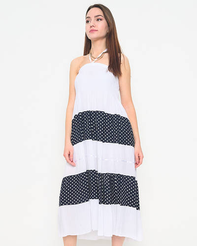 Fustă maxi cu buline albe PLUS SIZE - Îmbrăcăminte