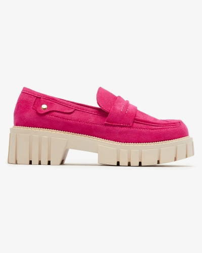 Royalfashion Eco mocasini din piele de căprioară fucsia pentru femei Siherta