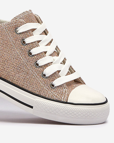 Adidași de damă aurii pe o ancoră ascunsă cu fir strălucitor Seggat- Footwear