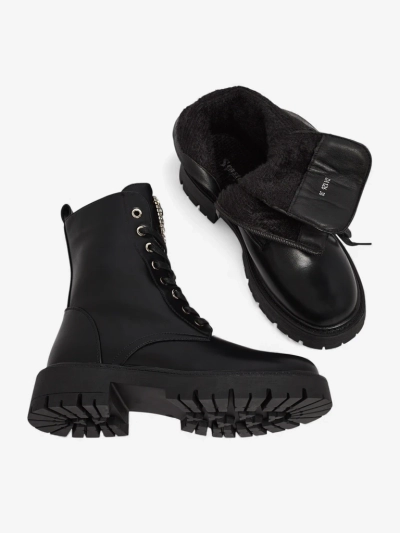 Botki Damskie Luna Czarne Skórzane Eleganckie na Jesień