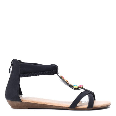 OUTLET Sandale negre cu pietre Forever - Încălțăminte