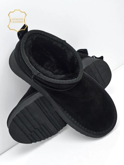 Botine scurte tip snowboots pentru femei, din piele naturală, Elunara