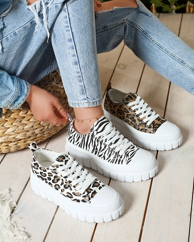 OUTLET Adidași cu platformă cu model pentru femei de culoare albă Ziratia - Încălțăminte