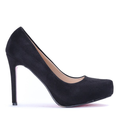 Czarne czółenka na szpilce wykonane z ekologicznego zamszu Elina-Obuwie