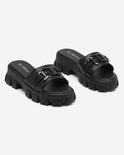 Papuci de dama negri pe talpa mai groasa. Inza - Incaltaminte