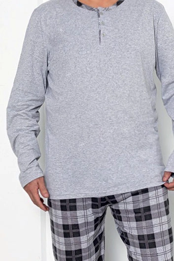 Pijama din bumbac în carouri pentru bărbați Royalfashion MĂRIME EXTRA